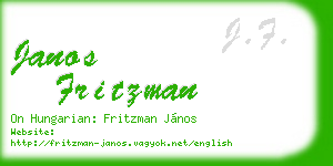 janos fritzman business card